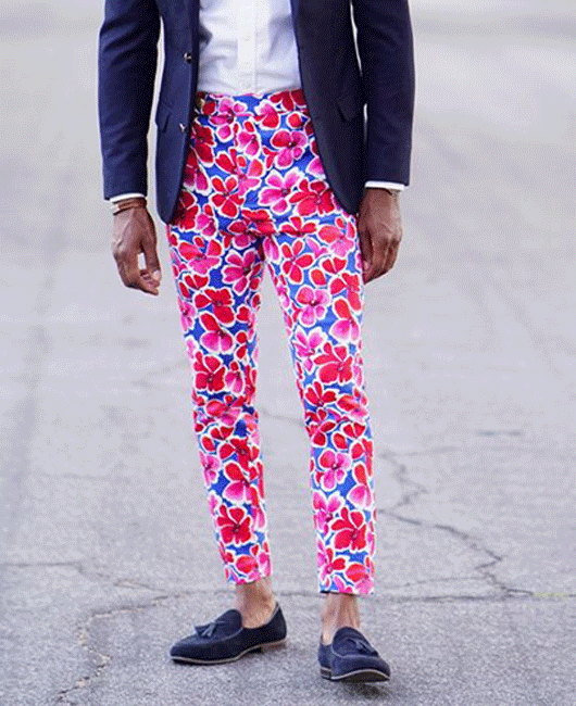 Fashion Floral Straight Leg Shinny Pencil Pants